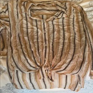 Stripped American eagle button up